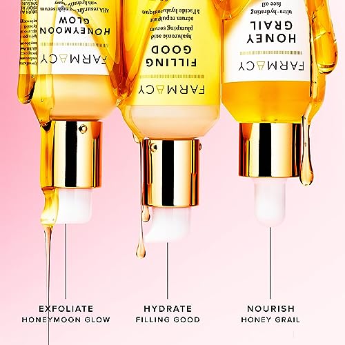 Farmacy Hydrating Face Oil - Honey Grail Nourishing Oil for Skin & Hair - Infused with Sea Buckthorn Oil, Rosehip Oil & Buckwheat Honey to Moisturize & Maintain a Healthy Skin Barrier (30ml)