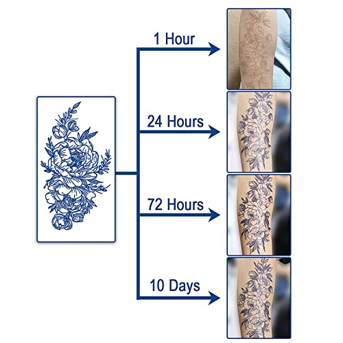 Aresvns Semi Permanent Sleeve Tattoo for Men and Women, 5 Sheets Realistic Temporary Tattoos for BBQ Pool Beach Party, Japanese Full Arm Waterproof Long-Lasting 2-3 Weeks Christmas Gift