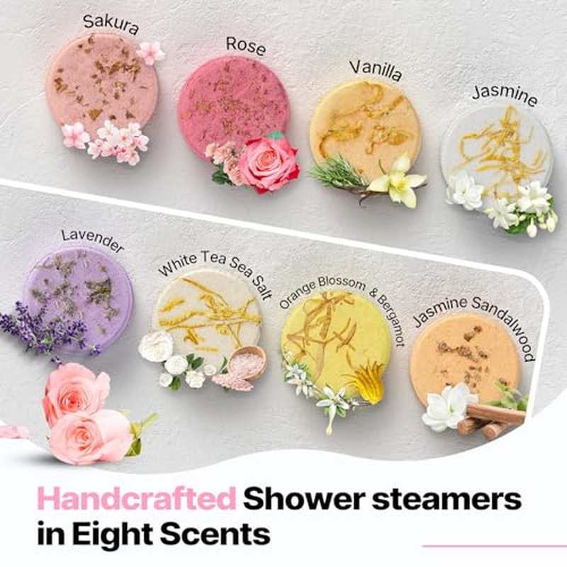 Shower Steamers Aromatherapy SWCANDY 8 Pack Gifts for Women Stocking Stuffers for Adults, Her, Mom, Men Natural Essential Oils Home Spa Self Care Stress Relief Relaxation Bath Bombs Christmas Flower