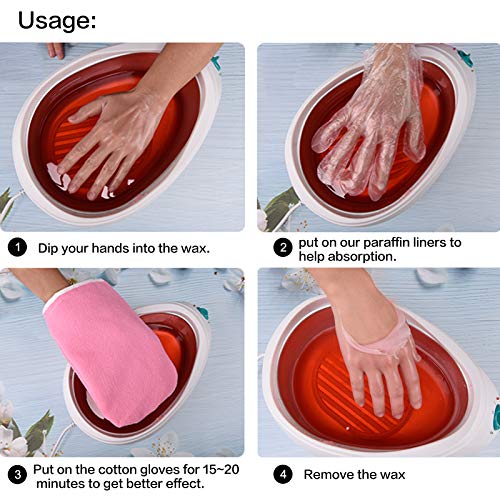 100pcs Paraffin Wax Bath Liners for Hand, Niubow Plastic Thermal Therabath Glove, Hot Wax Therapy Mitten Bags Covers for Heated Mitts Treatment