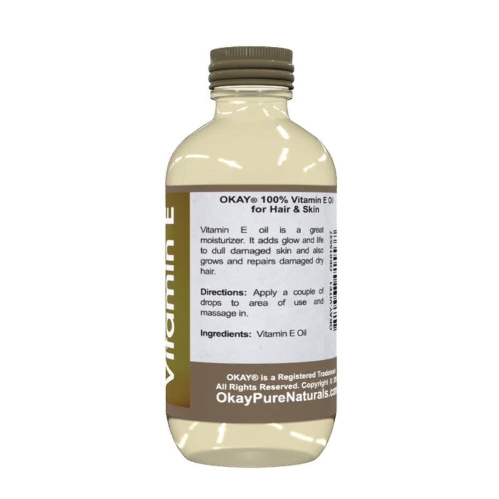 Okay Vitamin E Oil For All Hair Textures & Skin Types, All Natural, 1 Fl Oz