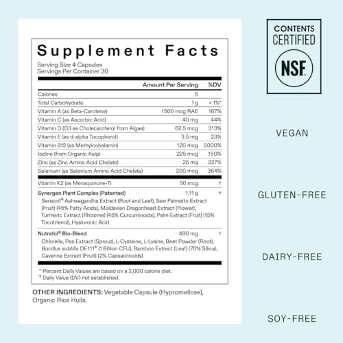 Nutrafol Women's Hair Growth Supplements, for Women 18-44 Years Old, Clinically Tested for Visibly Thicker, Stronger Hair, 100% Vegan Ingredients, Dermatologist Recommended - 1 Month Supply, 1 Pouch