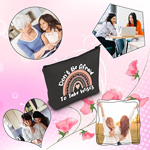 School Psychologist Gift Don't Be Afraid To Take Wiscs Mental Health Matters Therapist Gift Zipper Pouch Makeup Bag (BLK-Take Wiscs)