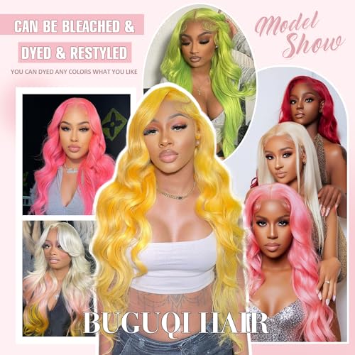 613 HD Lace Frontal Wig 200 Density 13x6 Blonde Body Wave Lace Front Wigs Human Hair Pre Plucked Wigs for Women (24inch)