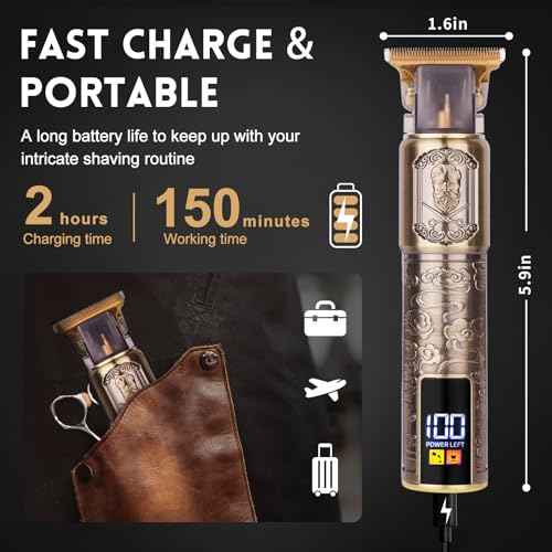 Ufree Professional Beard Trimmer for Men, Zero Gapped T-Blade Hair Clipper & Mustache Trimmer Kit with LCD Display, Precision Edgers for Haircut & Grooming, Barber-Grade Electric Shaver, Gifts for Men