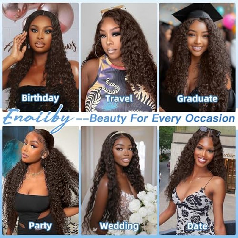 Chocolate Brown Bundles Human Hair 10 12 14 Inch Brazilian Color 4 Deep Wave Bundles Human Hair Unprocessed Breezy Wave Virgin Hair for Black Women with Silky Texture & Quick Weave