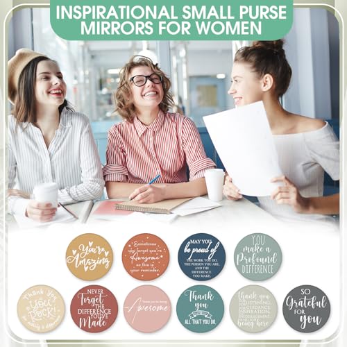 Kigley 50 Pcs Inspirational Compact Mirrors Bulk Employee Appreciation Gifts Round Pocket Mirror for Women Portable Makeup Mini Mirror for Coworker Vet Tech Week Nurse Medical Assistant Christmas