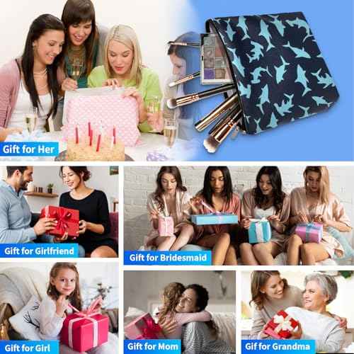 Degpum Shark Makeup Bags for Women,Perfect Cosmetic Bag Just A Girl Who Love Shark For Sisters,Daughters, Friends,Teen Girls & Women.Ideal Gift For Travel, Birthdays, & Christmas,Mothers Day