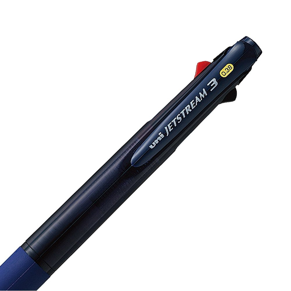 Uni Ballpoint Pen Jetstream 3 Color Black, Red, Blue Ink 0.38mm, Transparent Navy (SXE340038T.9)