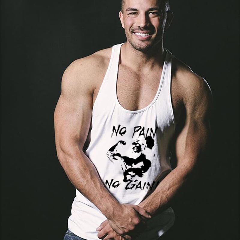 GYMLEADER Men's Tank Top 3 Pack Workout Gym Muscle Shirt Y-Back Fitness Bodybuilding Stringer Sleeveless Summer Training Running T-Shirts- Black+White+Green-L