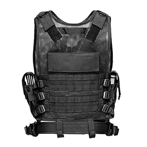 Invenko Modular 900D Tactical Airsoft Paintball Sports Duty Training Game Racing Shooting Hunting Outdoor Guard security Molle Cosplay Vest (Breathable Black)
