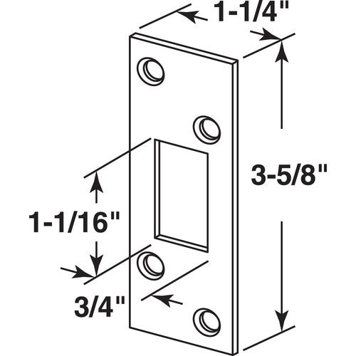 Prime-Line E 2461 1-1/4 In. Satin Nickel Plated Stamped Steel Constructed Deadbolt Strike (Single Pack)