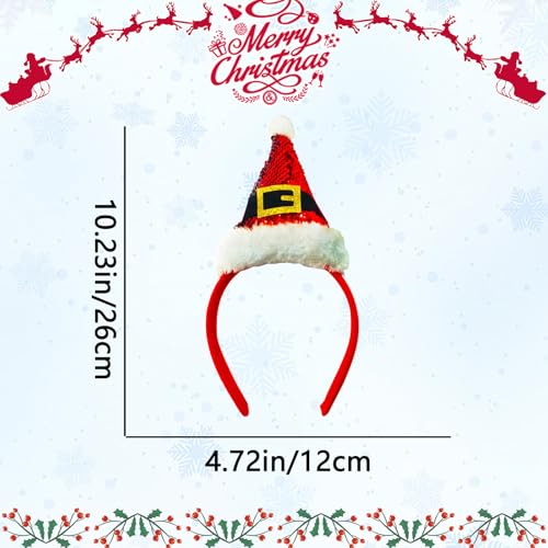 Macute Christmas Santa Hat Headbands for Women Classic Red Santa Hat Headband