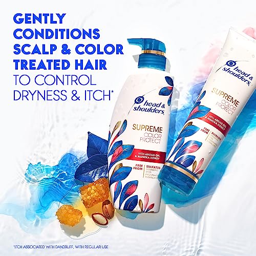 Head & Shoulders Dandruff Shampoo and Conditioner, Supreme Color Protect with Argan Oil and Manuka Honey, 11.8 Oz, 9.4 Oz