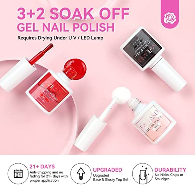 SAVILAND Professional Acrylic Nail Kit for Beginner: Acrylic Nail Set for Starter with Everything Gel Nail Polish Nail Drill U V Nail Light Gift Home Salon