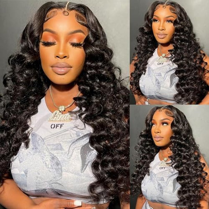 Deep Wave Lace Front Wigs Human Hair 180 Density Glueless Wigs for Women 13x4 HD Transparent Lace Front Wigs Pre Plucked with Baby Hair 24 Inch