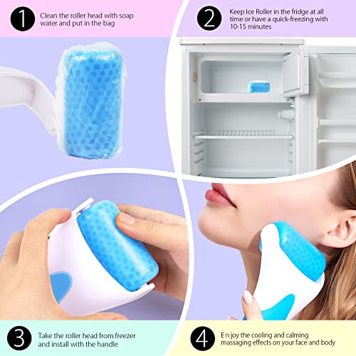 Teenitor Blue Ice Roller for Face, Ice Face Roller, Face Massager Tool, Puffiness Migraine Pain Relief and Minor Injury, Face Roller Skin Care