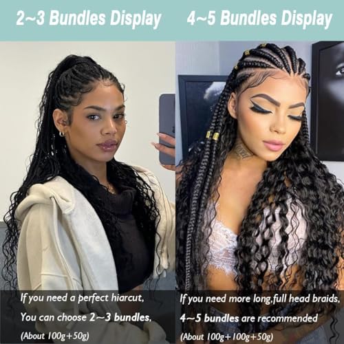 Human Braiding Hair for Boho Braids 28 Inch Deep Wave Bulk Human Hair for Braiding No Weft Brazilian Virgin Curly Human Hair Extension Wet and Wavy Micro Human hair Braiding Hair 2 Bundles/Pack 100g