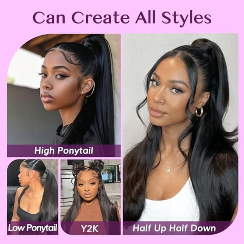 IDN BEAUTY Genius Weft Straight Clip In Hair Extensions Human Hair For Black Girl Women, Virgin Hair Longer Lifespan, Invisible Seamless PU Weft Clip Ins, 16 Inch 110g 7Pcs Natural Black
