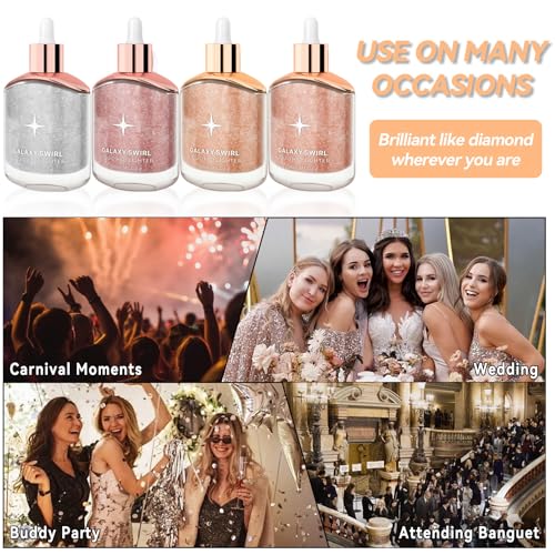 Liquid Highlighter Makeup, Long Lasting Multifunctional Luminous Glow Stick, Sparkly Glitter Body Face Shimmer Liquid Luminizer Sticks, Waterproof, Smooth, Blendable Cream Illuminator 03#