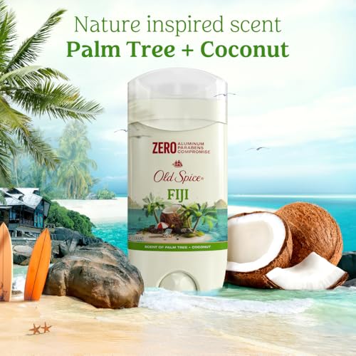 Old Spice Aluminum Free Deodorant for Men, 24/7 Lasting Freshness & Long Lasting Scent, 24/7 Sweat & Odor Protection, Fiji with Palm Tree + Coconut Scent, 3.0 oz