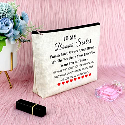 Sfodiary Bonus Sister Gifts Makeup Bag Friendship Birthday Gifts for Unbiological Sister in Law Cosmetic Bag Christmas Graduation Present for Her Friends Travel Cosmetic Pouch