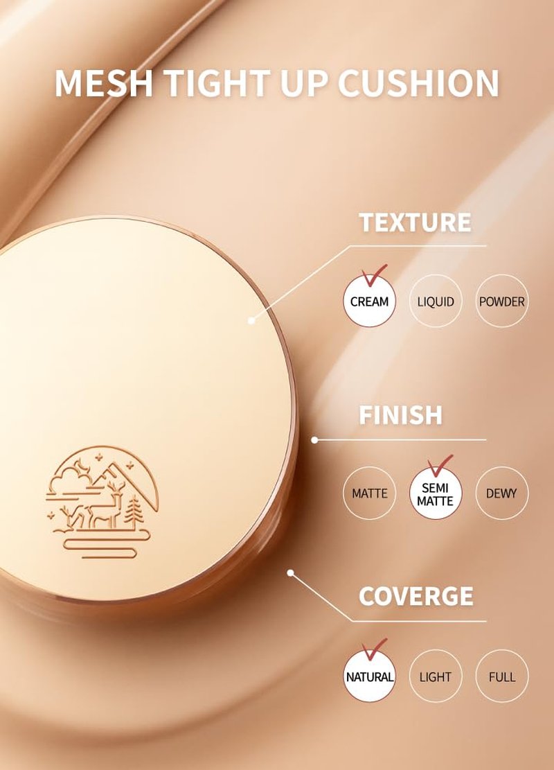 Beaudiani Mesh Tight UP Cushion | Cushion Foundation | Buildable Coverage| Natural Finish | Dewy Glow Make up (REFILL Of Healty and warm neutral undertone (#23))