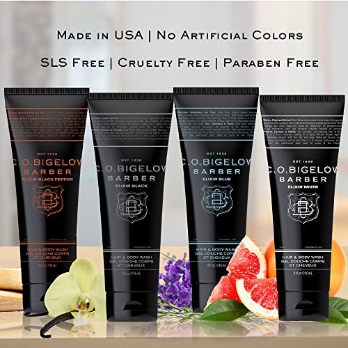 C.O. Bigelow Elixir Black Hair & Body Wash for Men, Pack of 2 Musk & Vanilla Scented Men's 2 in 1 Shampoo & Body Wash, 8 Fl Oz