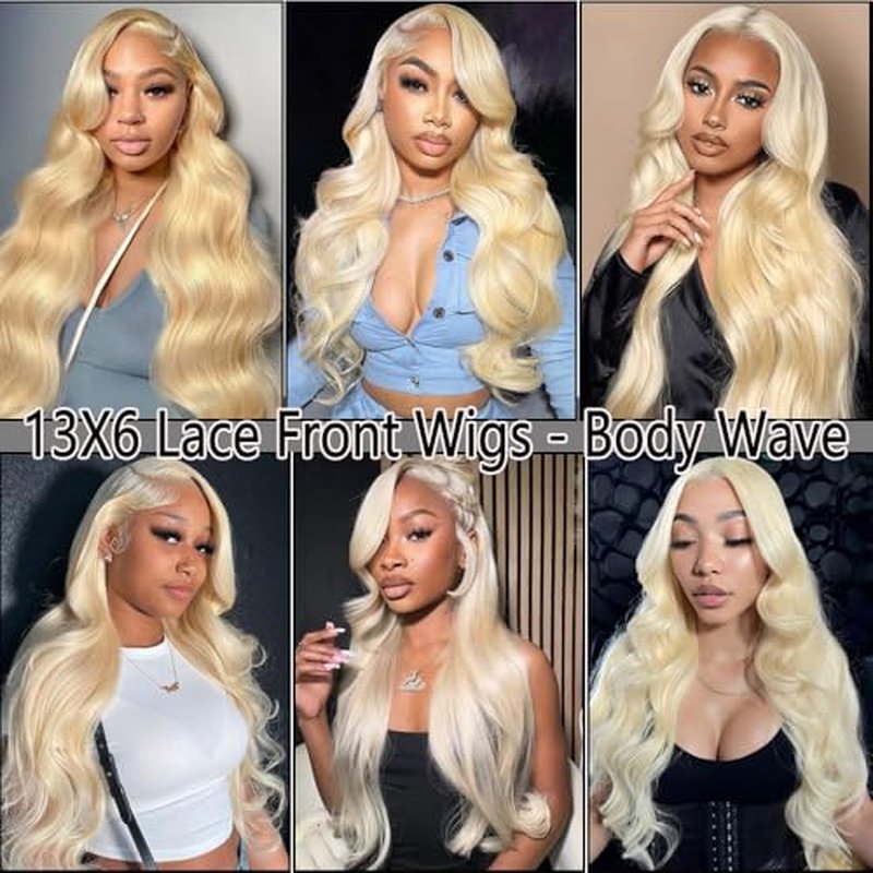 613 13x6 Lace Front Wig Human Hair Blonde Body Wave Glueless HD Lace Frontal Wigs Pre Plucked with Baby Hair for Black Women 180% Density 28 Inch