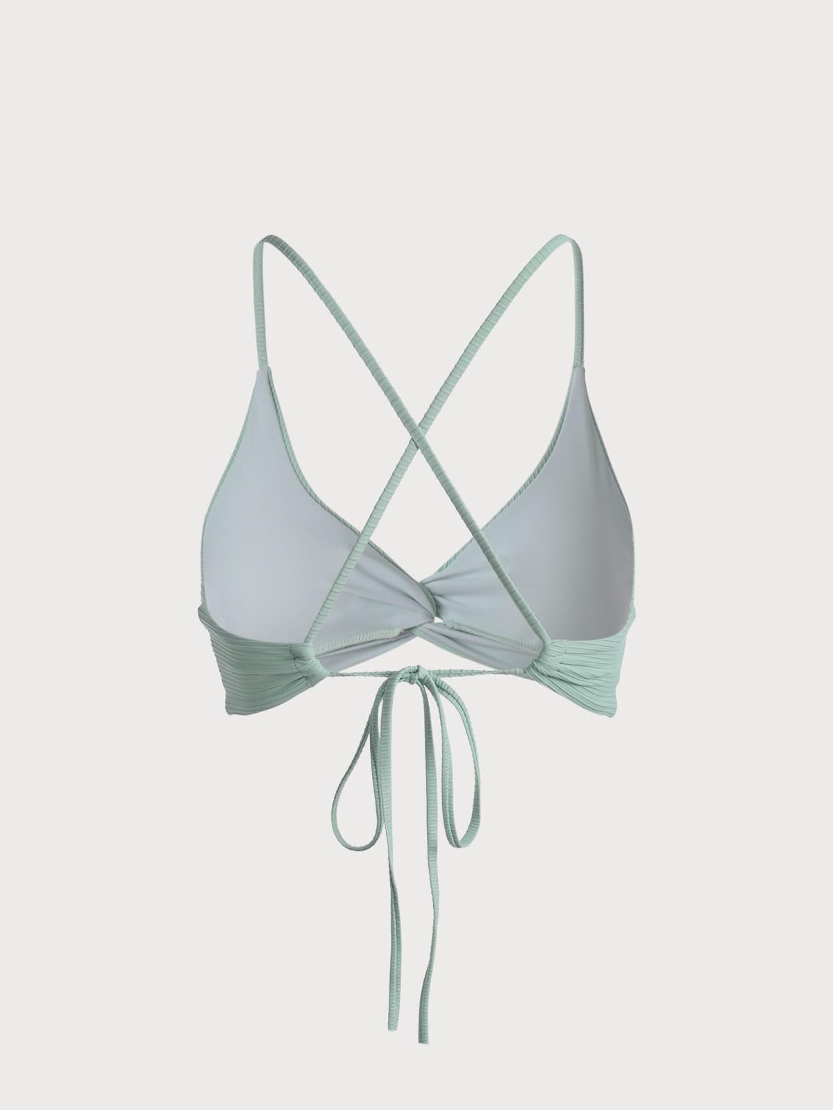 BERLOOK Women's Twist Backless Bathing Suit Bikini Top Cyan