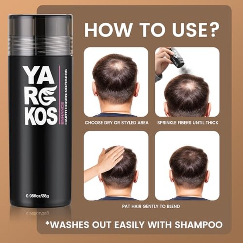 Hair Fibers for Thinning Hair or Fill In Fine, Hair Building Fibers (28g) for Women & Men, Hair Powder for Instantly Thicker, Fuller Looking - DARK BROWN