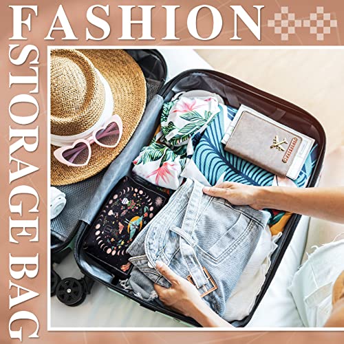 Xuniea 4 Pcs Small Witch Makeup Bag Gifts for Women, Friends, Mushroom Hostess Cosmetic Bag with Zipper Mother Day Birthday Gifts Moon Girls Pouch, Tarot Card Goth Black Toiletry Travel Holiday Purse