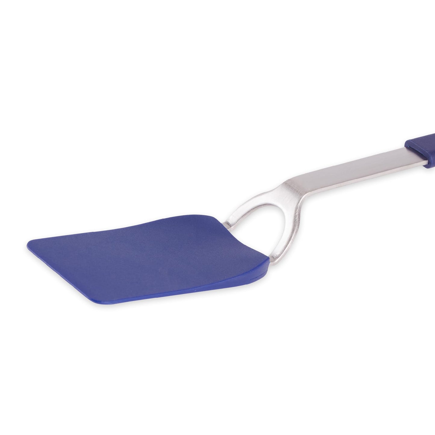 RSVP International Kitchen Tool Collection Flexible Nylon Spatula, Stainless Steel Handle, 10.75x2", Blue