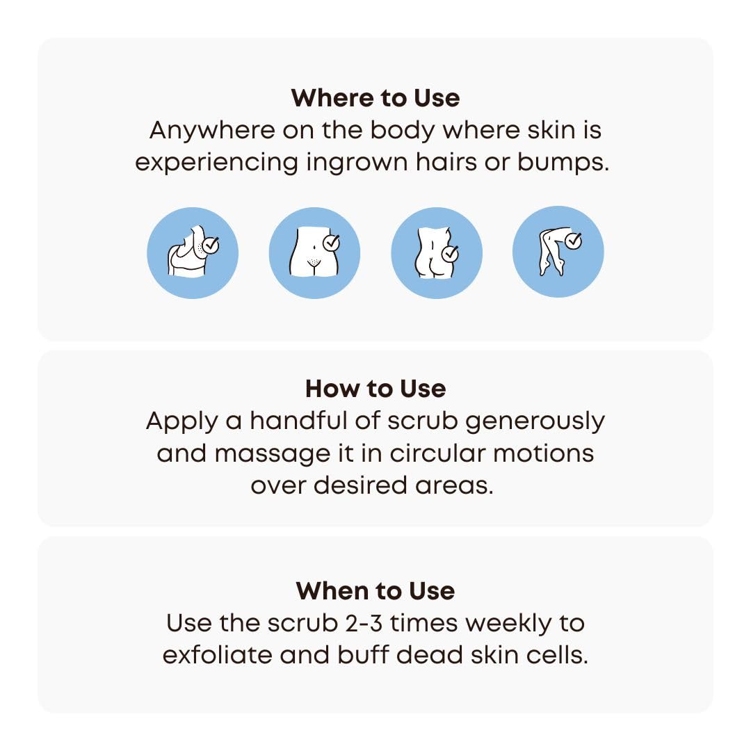 Bushbalm Ingrown Hair Exfoliating Scrub - Reduces Appearance of Ingrown Hairs and Razor Bumps, Soothes Skin and Post-Shave Redness - Nude, 236 ml