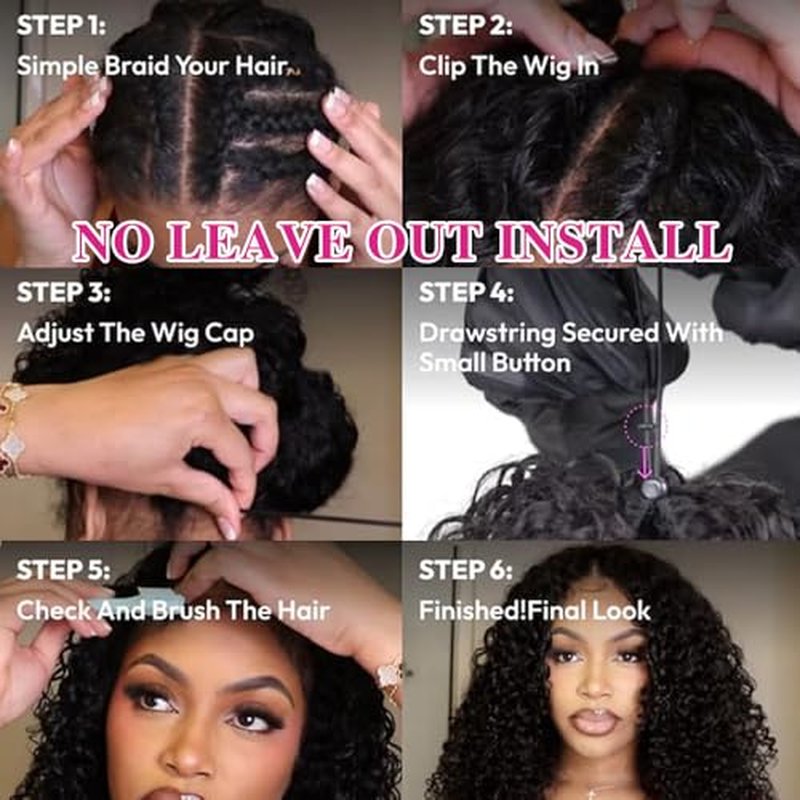 Glueless V Part Wigs Human Hair Afro Kinky Curly Upgrade U Part Wigs for Black Women Kinky Curly V Part Human Hair Wigs Full Head Clip In Half Wig 200% Density 20 Inch