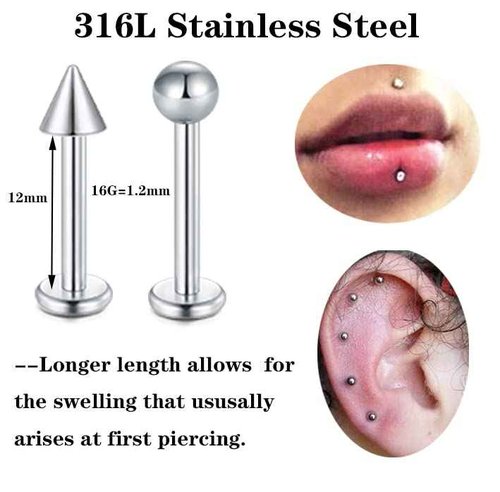 DJCIW 90PCS Piercing Kit, Stainless Steel 14G 16G 18G Piercing Needles Kit Ear Nose Tongue Tragus Cartilage Daith Eyebrow Belly Button Rings Lip Nipple Clear Retainer Piercing Jewelry