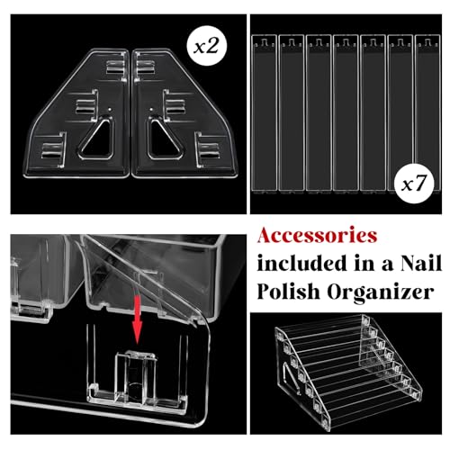 Jetec 4 Pcs 7 Tiers Style Acrylic Card Display Stand Sunglasses Organizer Nail Polish Holder Versatile Display for Trading Cards Greeting Card Stand Essential Oils Cosmetic Eyewear Rack