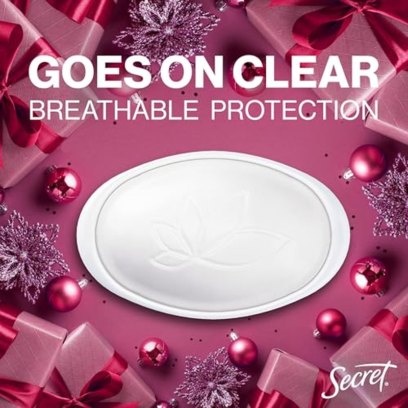Secret Fresh Antiperspirant Deodorant for Women, 72hr Breathable Odor Protection with Pro-Hyaluronic Acid, Holiday Invisible Solid, Champagne Blush with Berries Sugared Rim & Rose Petals Scent, 2.6 oz