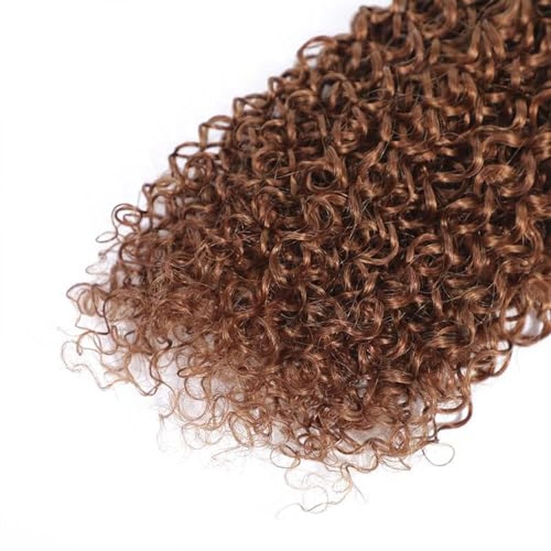 Brown Human Hair Bundles Color 30 Curly Wave Bundles 10 12 14 inch Double Weft Brazilian Virgin Brown Kinky Curly Human Hair Extensions