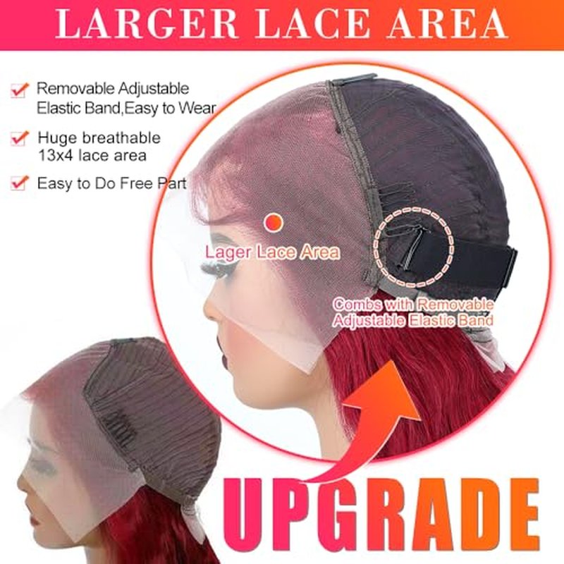 Sheeep 99j Burgundy Lace Front Wigs Human Hair Pre Plucked with Baby Hair 200% Density 13X4 Red Body Wave Human Hair Wigs for Women Natural Hair Wig 22 Inch