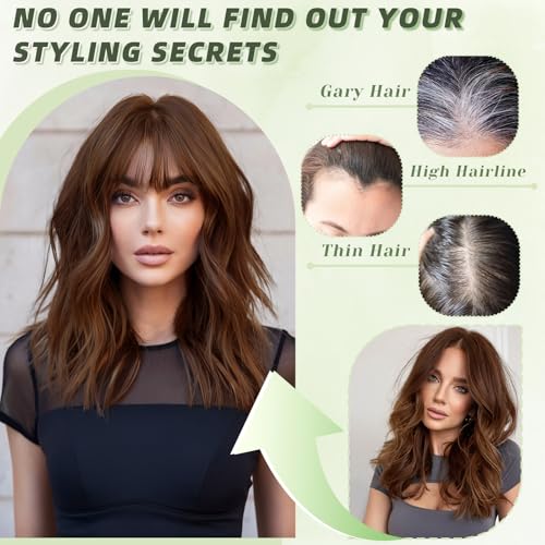 MOSINA Human Hair Toppers for Women Real Human Hair Toppers Hair Pieces for women 3.2" x 4.5" Silk Base Real Hair Toppers for Women with Thinning Hair(Brown Black)