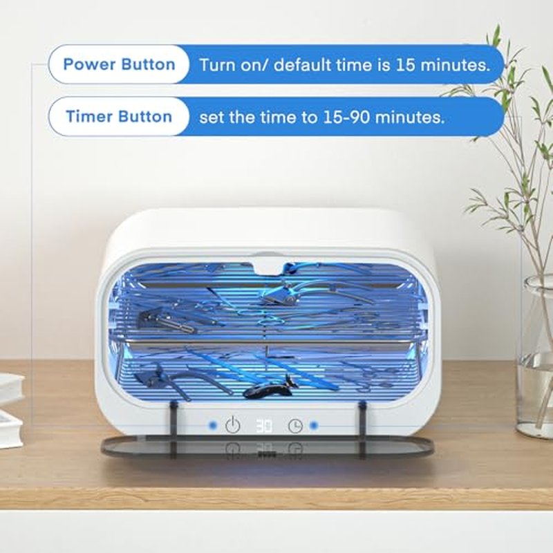 Yofuly Sterilizer for Esthetician, 12L Double-layer Large Sterilizer for Nail Tools, Multi-Functional Nail Cleaner Box, Large Capacity Cleaning Cabinet for Home Use, Barbers, Beauty Salons, and Spas