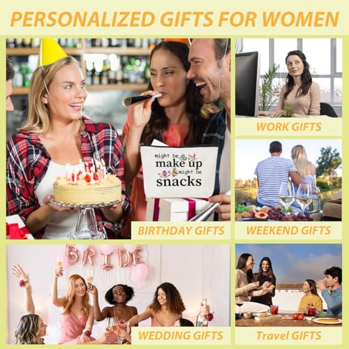 Women Friendship Uniqu Fun Makeup Bag, Bff Small Snack Cosmetic Bags, Themed Travel Accessories Bag Gifts for Women Sisters Friends, Ideal Travel Christmas Birthdays Gifts for Snack Lovers