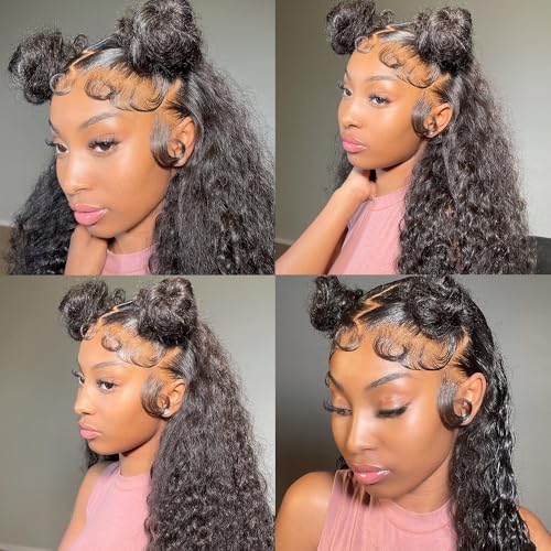 Deep Wave Lace Front Wig Human Hair 13x6 HD Lace Front Wigs Human Hair Pre Plucked 200 Density Deep Curly Human Hair Wigs with Baby Hair 20 Inch