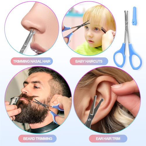 2 Pcs Eyebrow Scissors for Women£¬ Small Scissors Beauty for Facial Hair, Beard, Ear, Nose, Moustache£¬ Stainless Steel