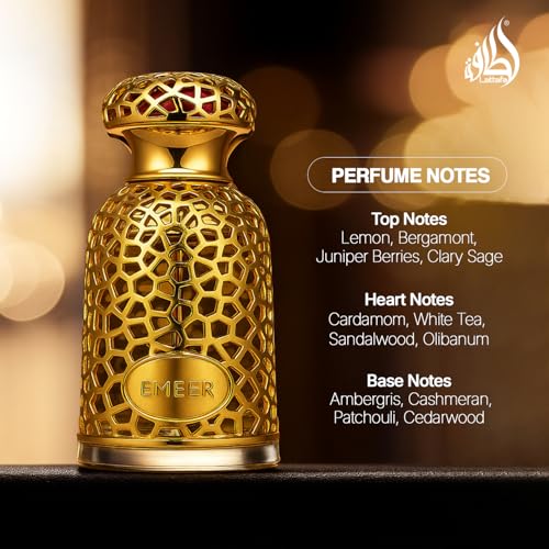 Lattafa Emeer Eau de Parfum Spray for Unisex, 3.4 Ounce