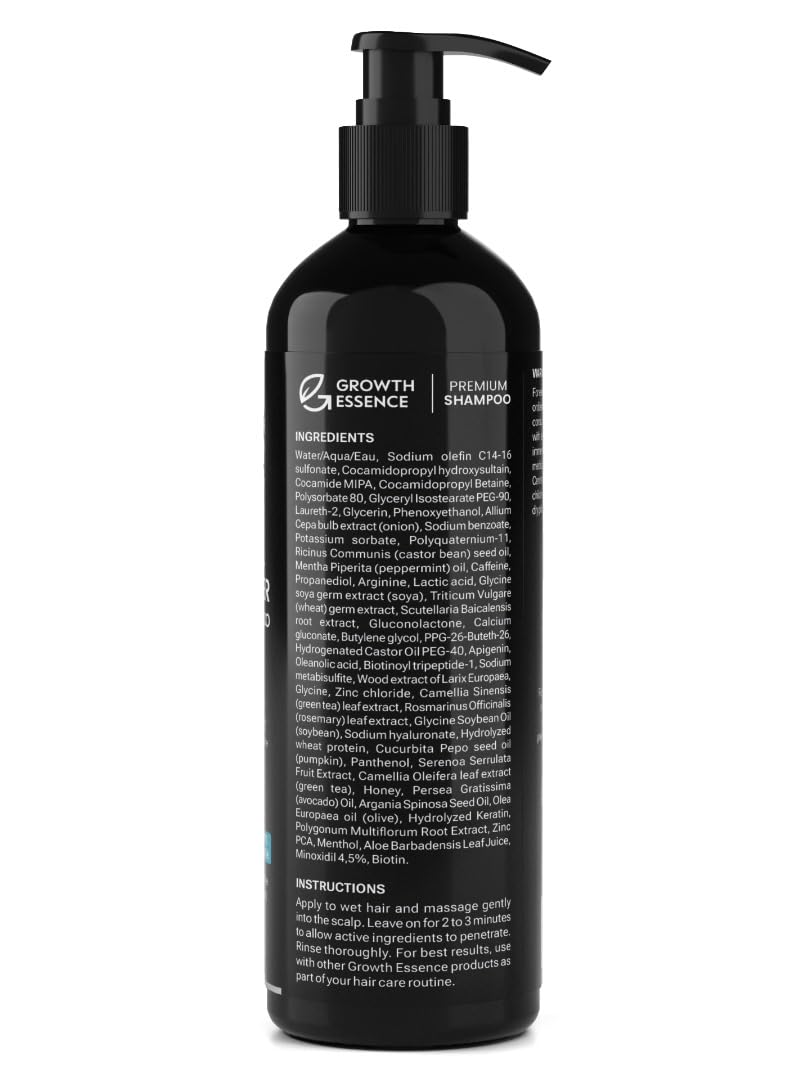 Minoxidil & Biotin Shampoo for Hair Growth - Caffeine, Castor Oil & Onion Infused | DHT Blocker for Thicker, Healthier Hair
