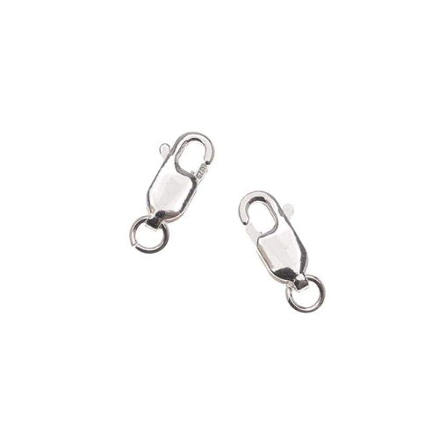 Beadaholique SS/301 Sterling Straight 2-Piece Lobster Clasps, 10mm, Silver