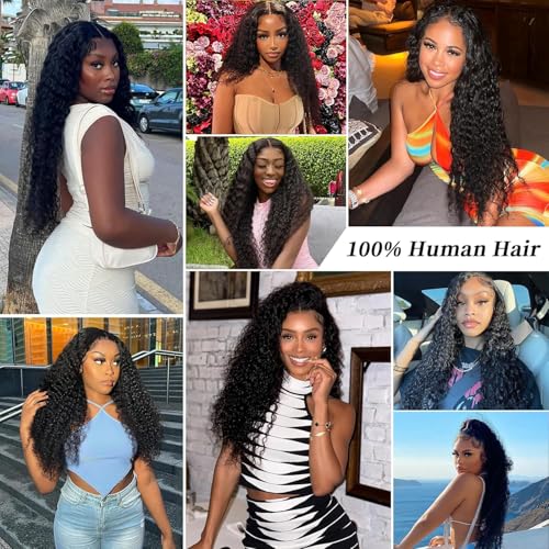 Deep Wave Lace Front Wigs Human Hair 13x6 HD Lace Front Wigs Human Hair Pre Plucked 200% Density Deep Curly Human Hair Lace Frontal Wigs For Women 22 Inch