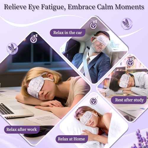 110¢µ Constent Cornea Care Rest Self Heating Eye Mask 60Mins, Disposable Lavender Steam Eye Mask for Travel Sleep, Compresses for Dry Eyes, Relaxing Gifts 24 Packs